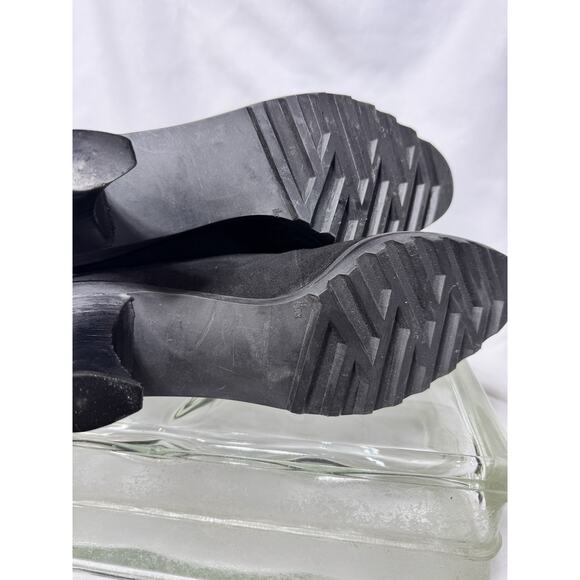 Vintage 90s Donna Karen 9.5 Black Leather Lace Up Heel Boot Whimsygoth Victorian - Picture 4 of 4